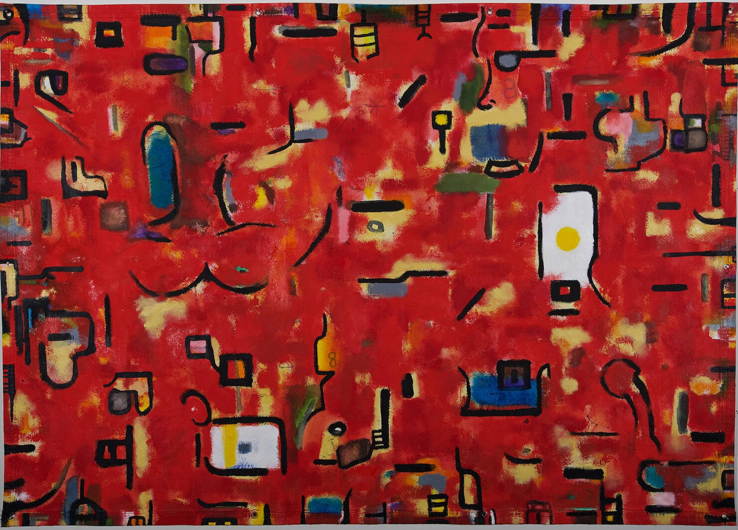 Opus - Breakfast on 125th Street. Oil, gesso on Canvas Tarp. 2016